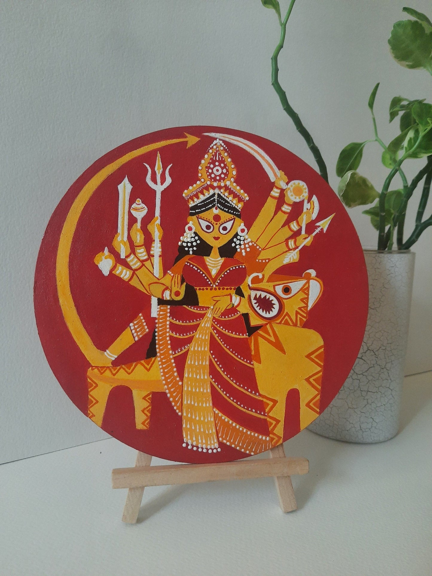 durga,handpainted,mdf plates