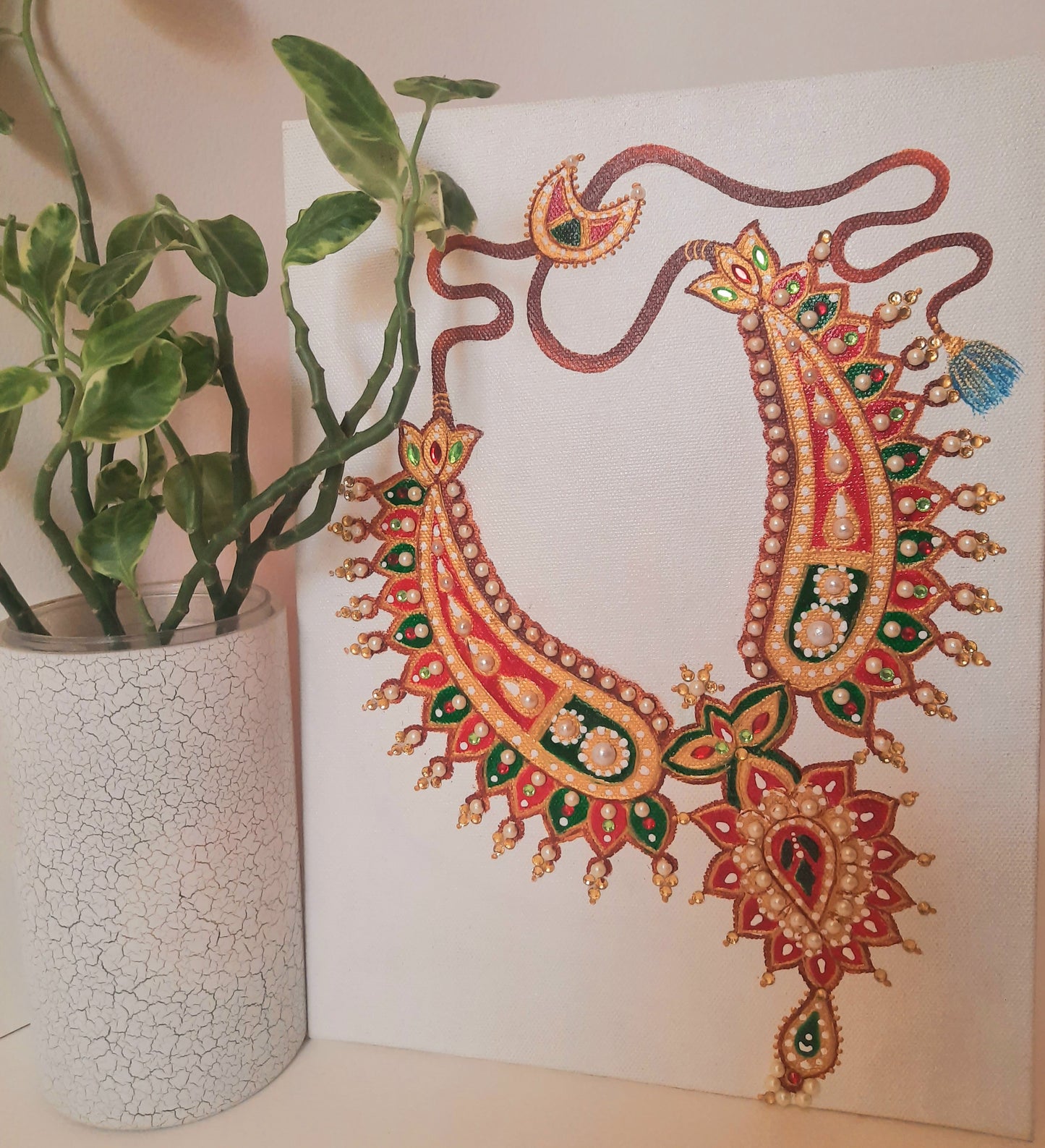 meenakari painting,pearls,elegance jewellery