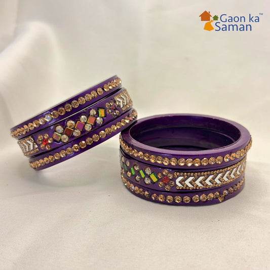 Latest Pure Lac Kundan Chura For Women ( Pack Of 6)