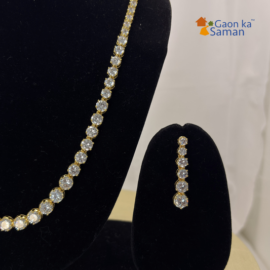 Premium CZ Classic Diamond Necklace Set