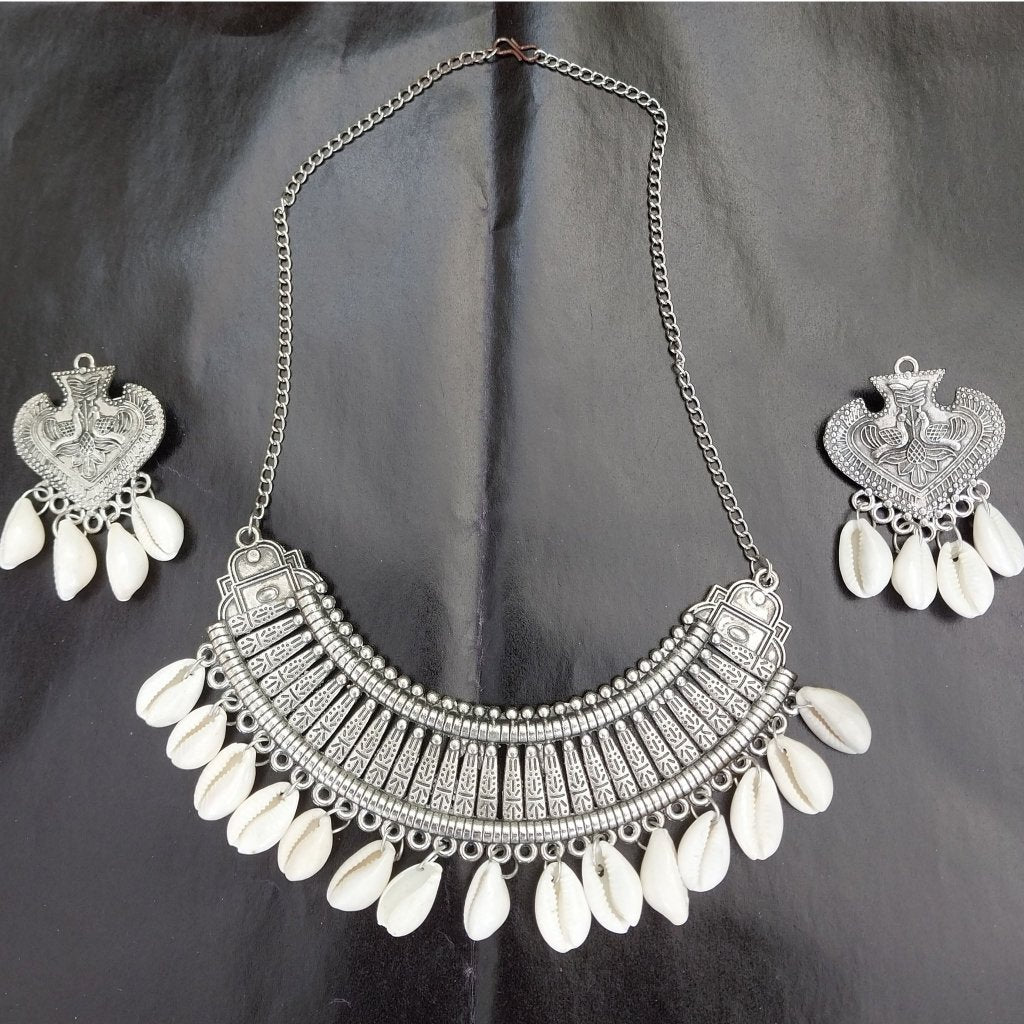 Kauri Shell German Silver Choker Necklace Set,Traditional Handmade,Choker set