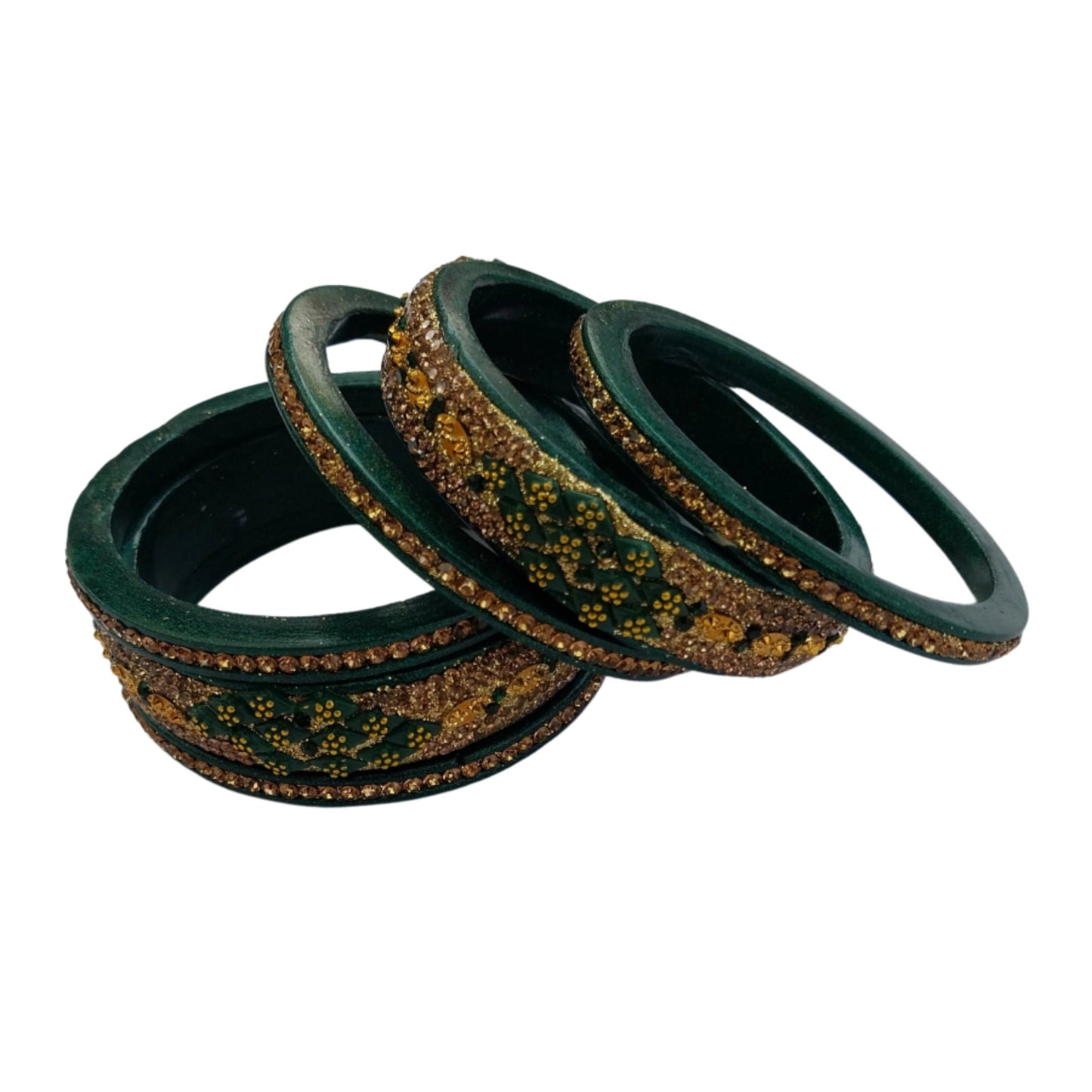Gold Plated With Topaz Fitted Green Lac Bangle gaonkasaman