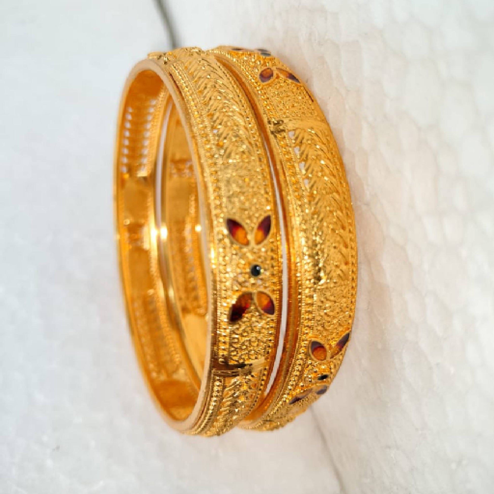 Gold-Plated leaf design Bangles Gold Plated Artificial Traditional Bangle/Kada/Kangan for Women and Girls gaonkasaman