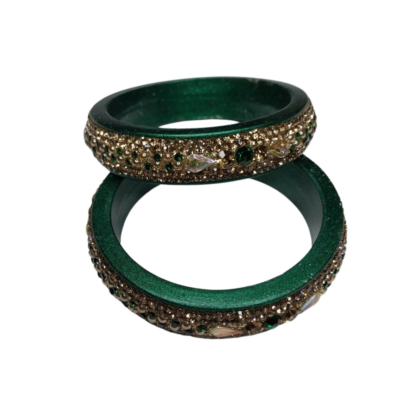 Green Plated with Kundan and Topaz Fitted Lac Kada Bangle gaonkasaman