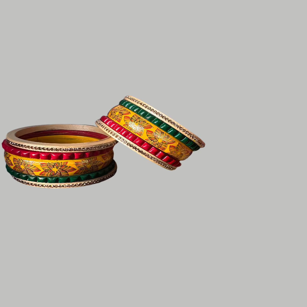 Golden Ambi Lakh Bangles Set | Traditional Jewelry | Yellow, Red, Green Bangles Set | Traditional Jewelry | for women and Girls