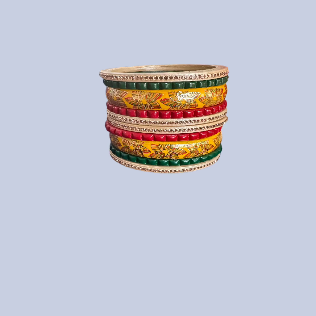 Golden Ambi Lakh Bangles Set | Traditional Jewelry | Yellow, Red, Green Bangles Set | Traditional Jewelry | for women and Girls