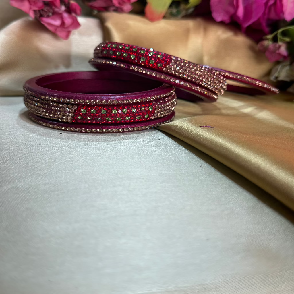 Golden Rhinestone Monotonous Lakh Bangle Set,Traditional Jewelry,Lac/Lakh Bangle