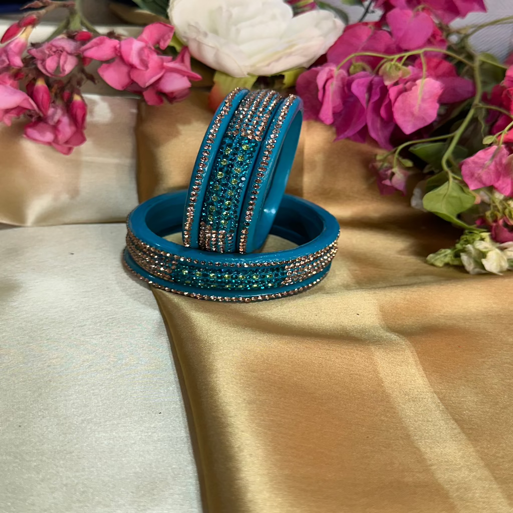 Golden Rhinestone Monotonous Lakh Bangle Set,Traditional Jewelry,Lac/Lakh Bangle