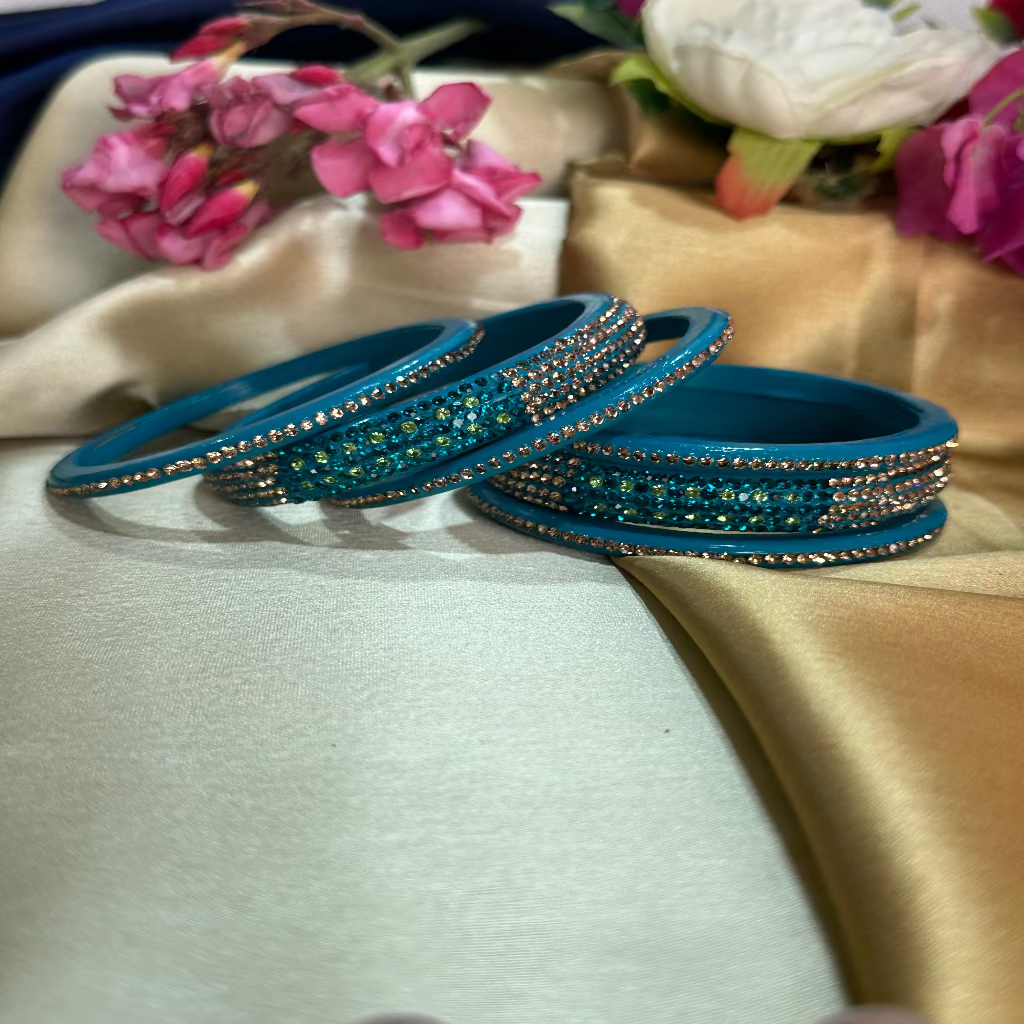 Golden Rhinestone Monotonous Lakh Bangle Set,Traditional Jewelry,Lac/Lakh Bangle