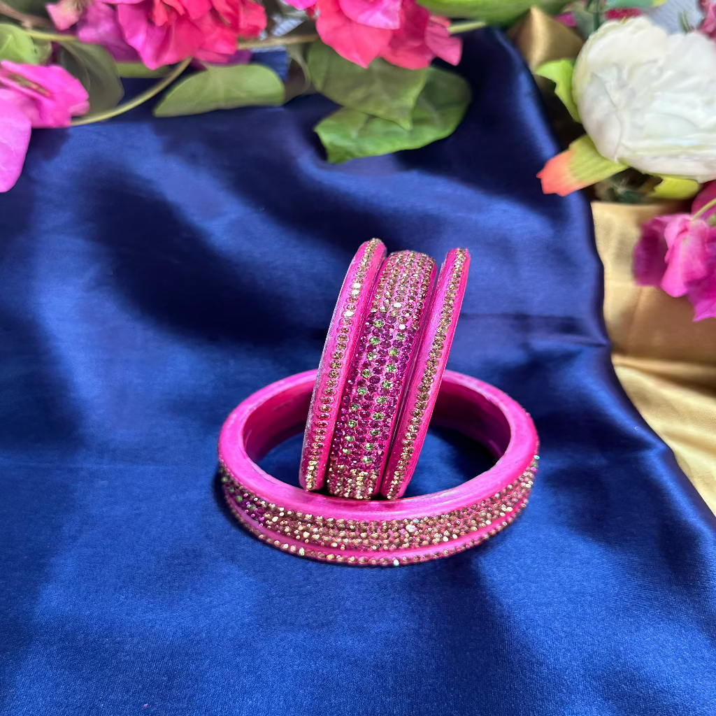 Golden Rhinestone Monotonous Lakh Bangle Set,Traditional Jewelry,Lac/Lakh Bangle