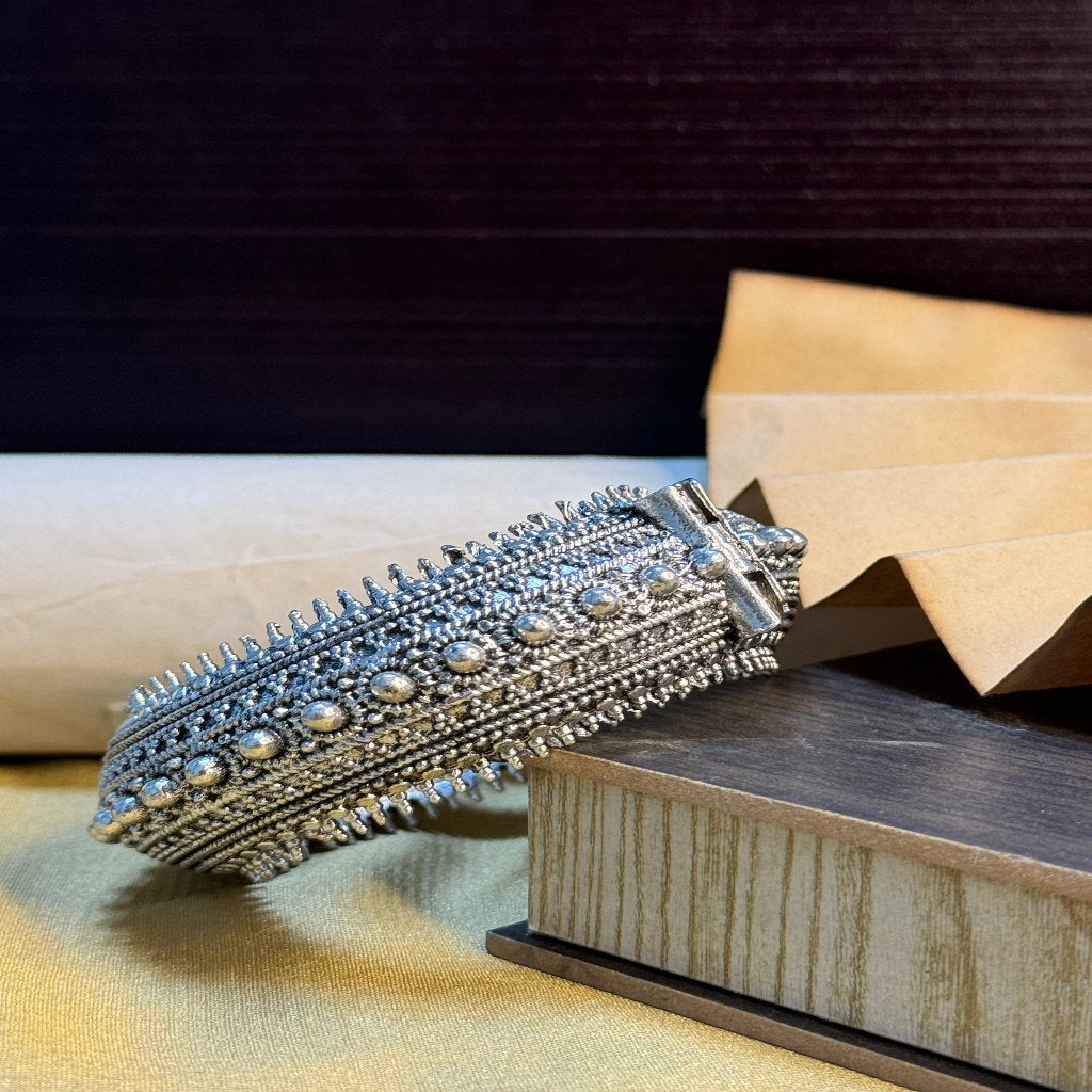 Meenakari Silver Oxidized Bracelet/Cuff | For Girls and Women