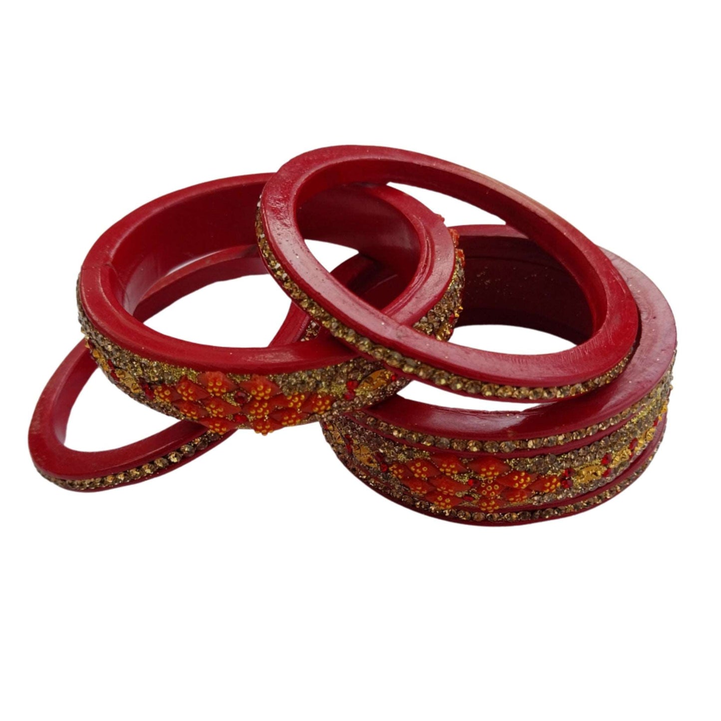 Kundan Diamond Red 5 Line Lac Bangle gaonkasaman