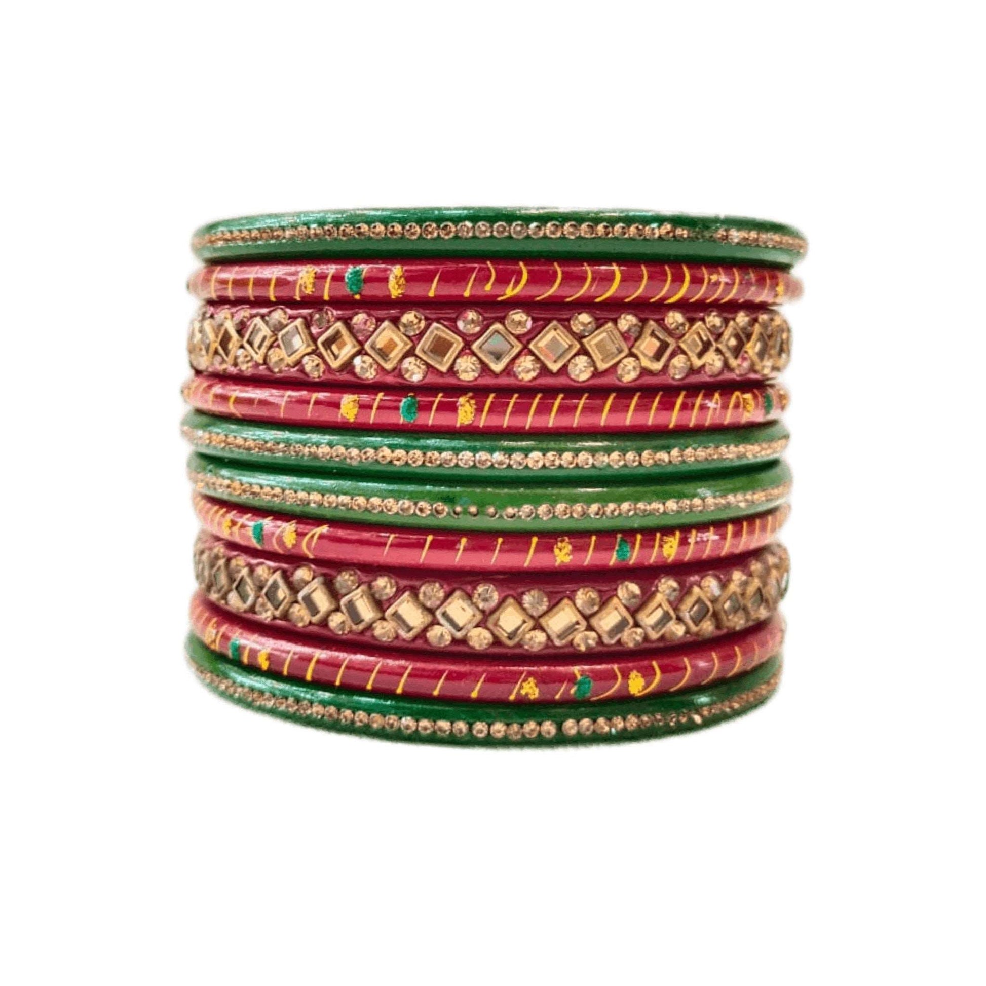Lakh Bangle set, Red & Green Bangles, Traditional Beautiful Colour of Rajasthani Lakh Banglels set gaonkasaman