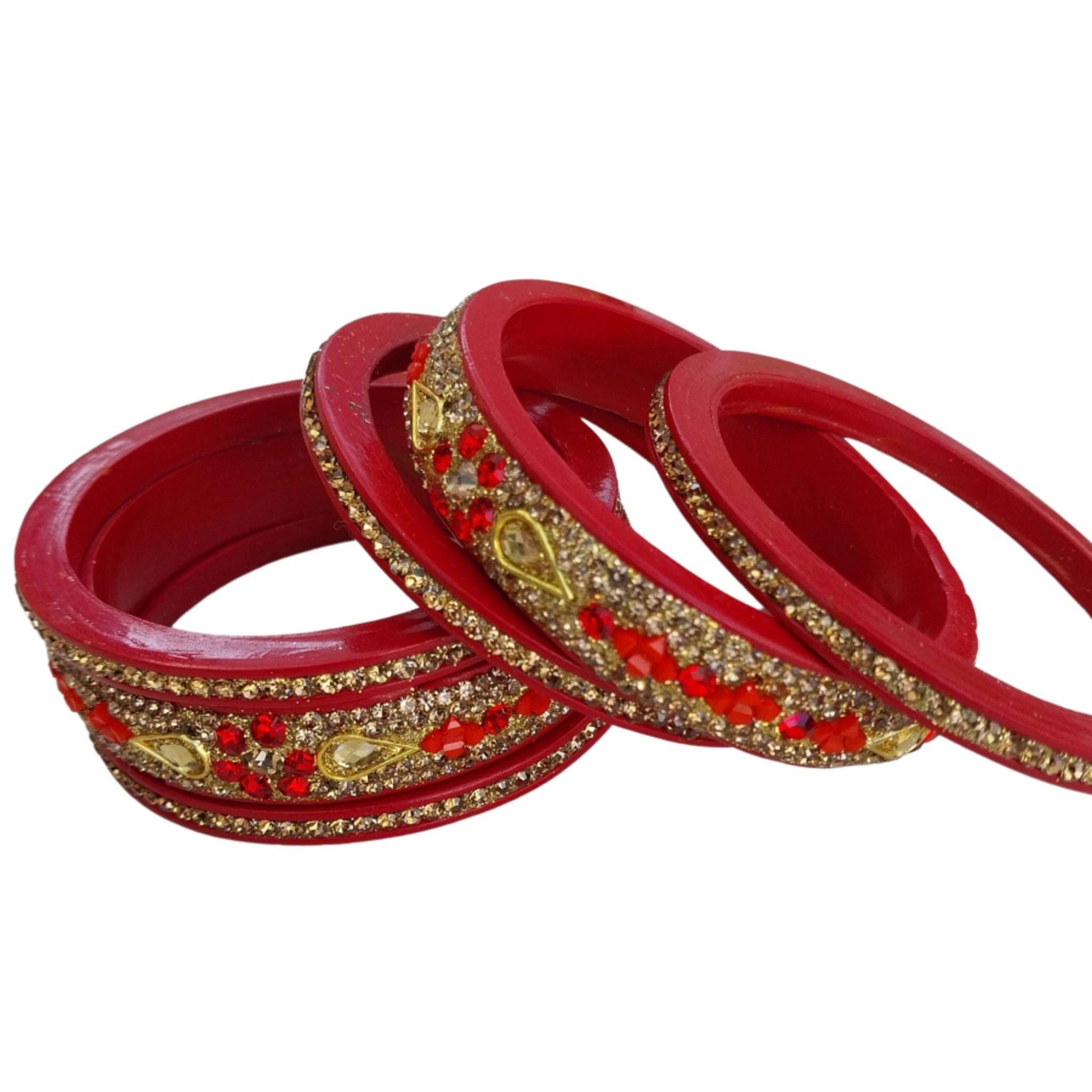 Maroon Gold Plated with  Topaz Fitted Lac Bangle gaonkasaman