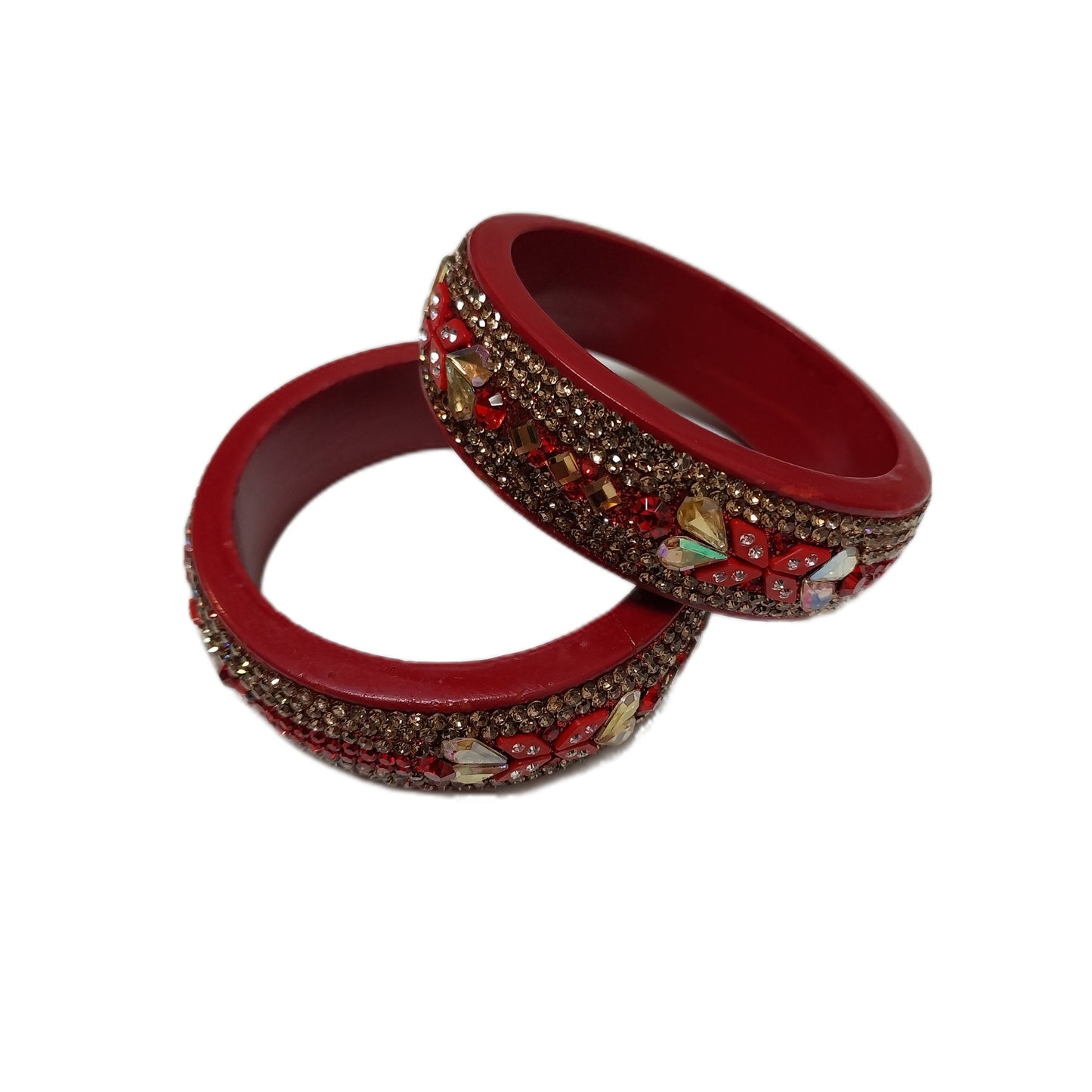 Maroon Plated with Topaz Fitted Lac Kada Bangle gaonkasaman