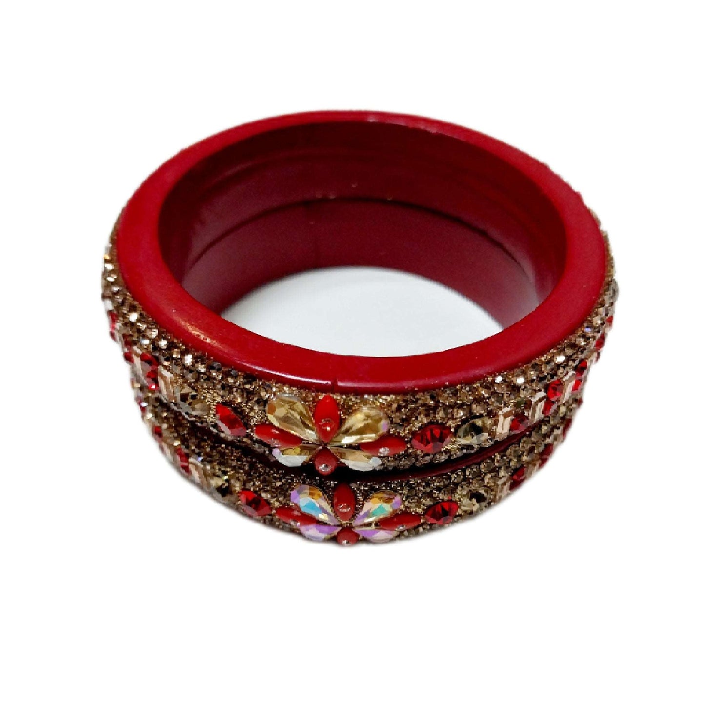 Maroon, Red Plated With Topaz Fitted Lac Kada Bangle gaonkasaman