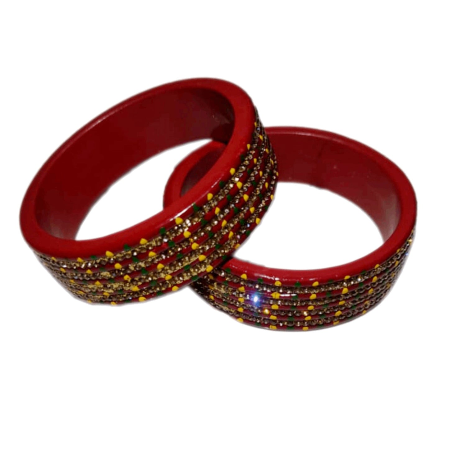 Red & Gold Diamond  4 Line Lac Bangle gaonkasaman