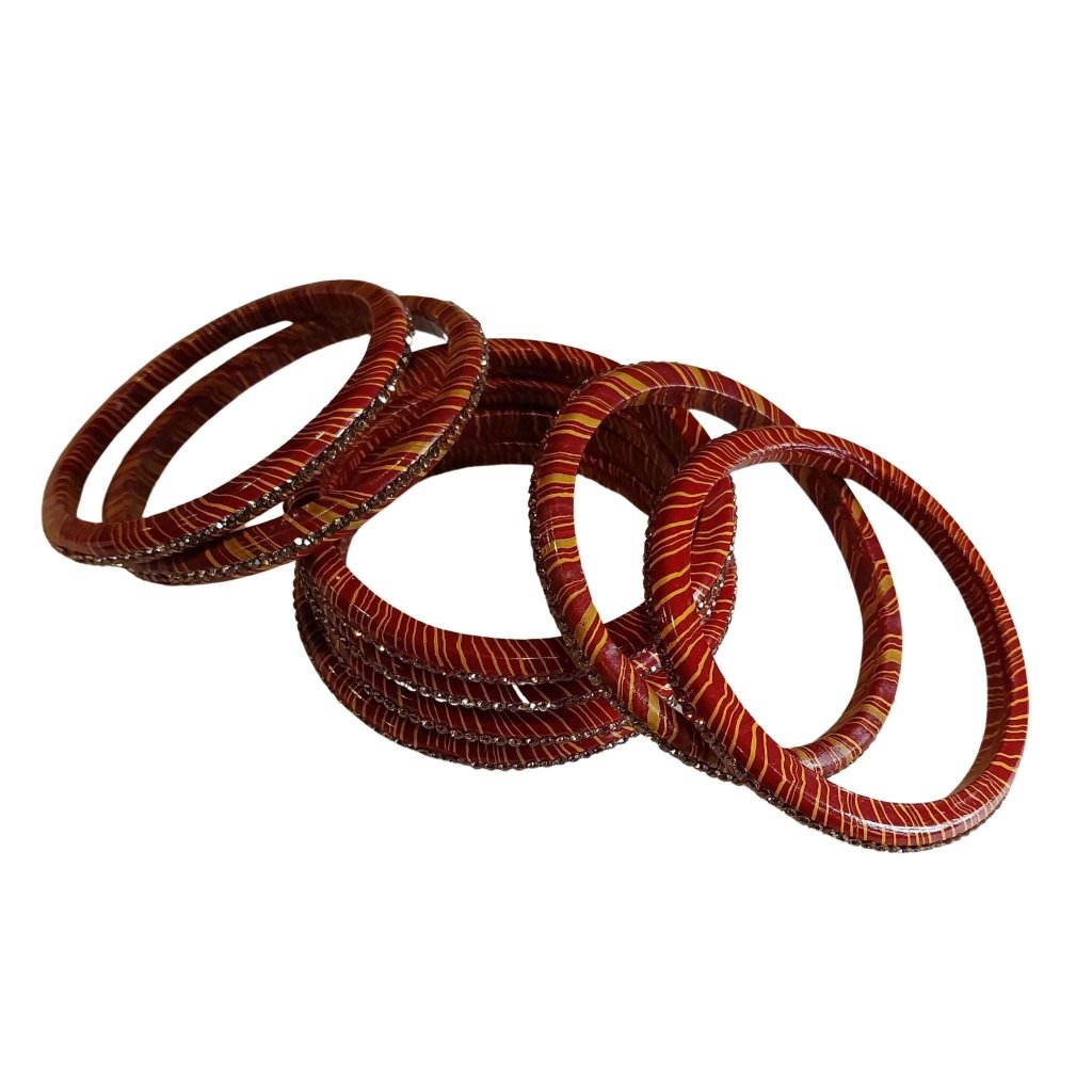 Red,Green & Gold plated Chura Bangle set gaonkasaman