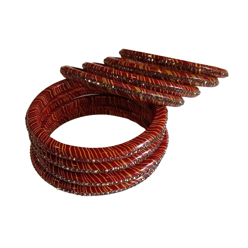 Red,Green & Gold plated Chura Bangle set gaonkasaman