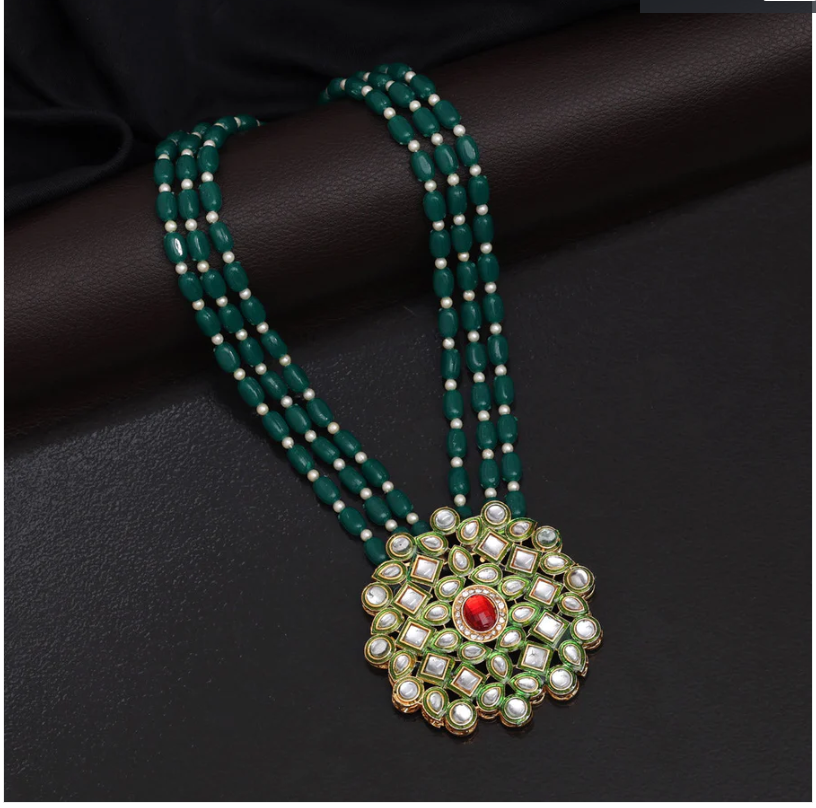 Red stone Kundan Rani Haar | Ethic Wear | Traditional Bridal Necklace | For Women & Girls.
