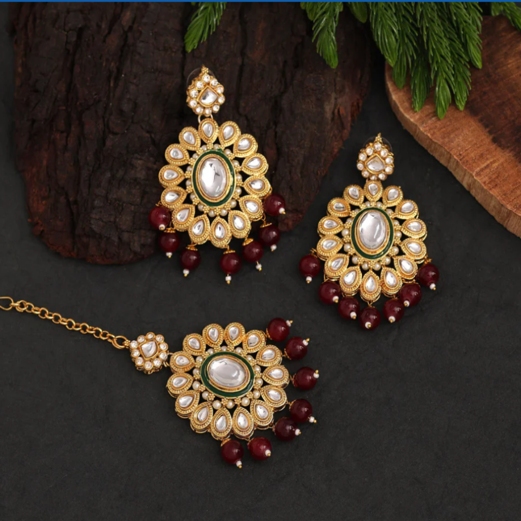 Royal Maroon Choker Imitation Kundan Necklace | Traditional Jewelry | for Girls and Women.