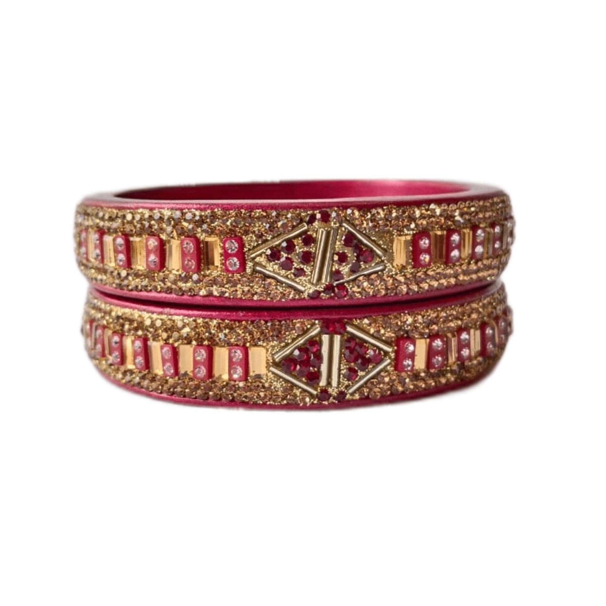 Traditional 5-line Pink Lac/Lakh Bangle/Kadda Set For Women And Girls. gaonkasaman