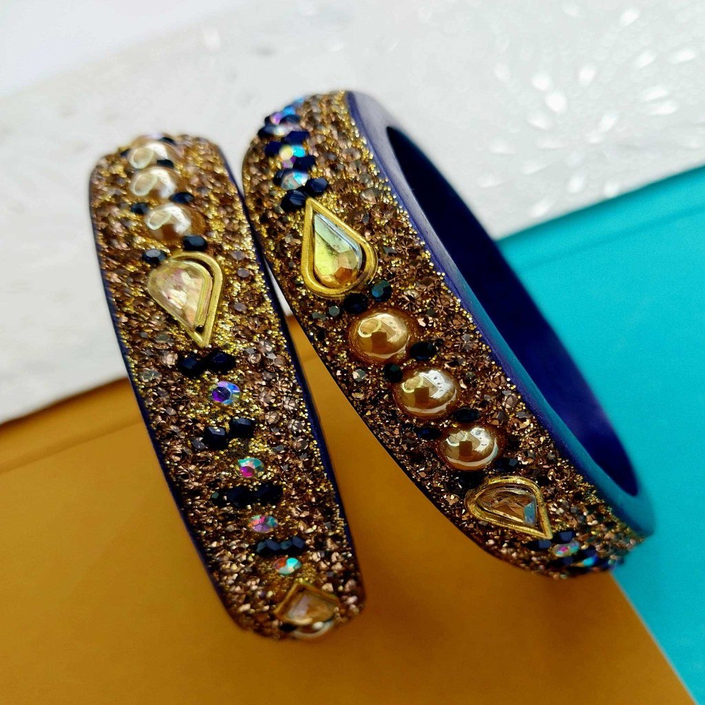 Traditional Designer Blue Lac/Lakh Kada/Bangle For Women And Girls gaonkasaman
