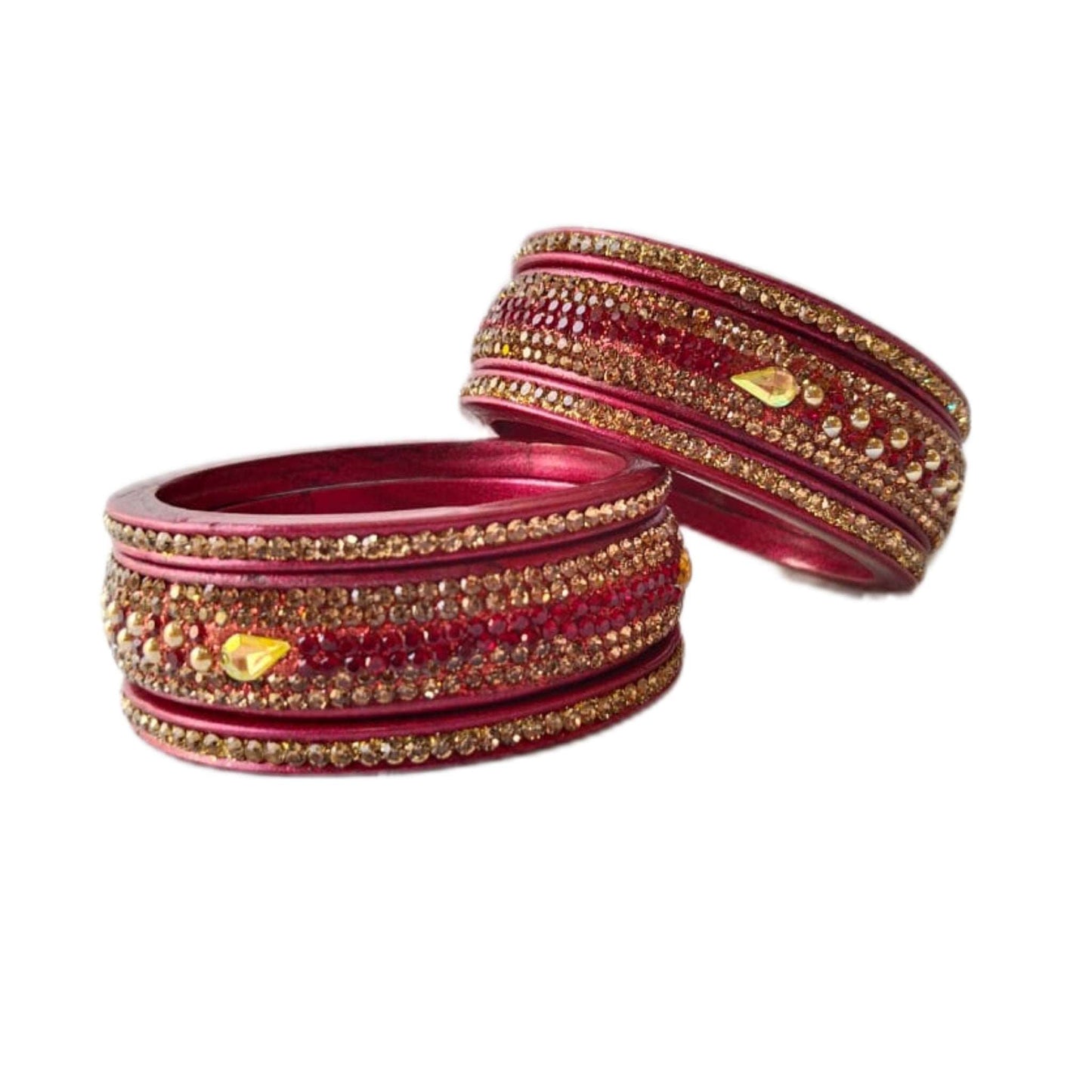 Traditional Rajasthani 5-Line Golden Pearl Pink Lakh/Lac Bangle/Kadda/Chura Set For Women And Girls. gaonkasaman