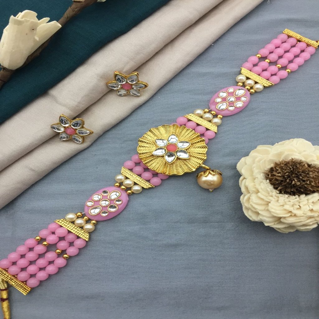 Gold platted Floral Kundan Choker | Set Traditional Jewelry | Pearl Choker/Necklace | For women and Girls.