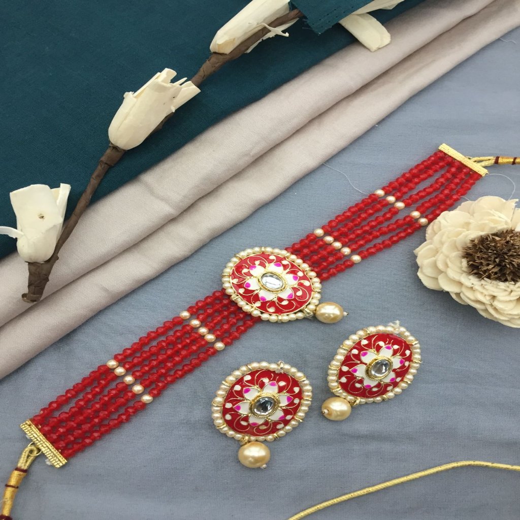 Beaded Pearl Elegance Choker | Set Traditional Jewelry | Pearl Choker/Necklace | For women and Girls.