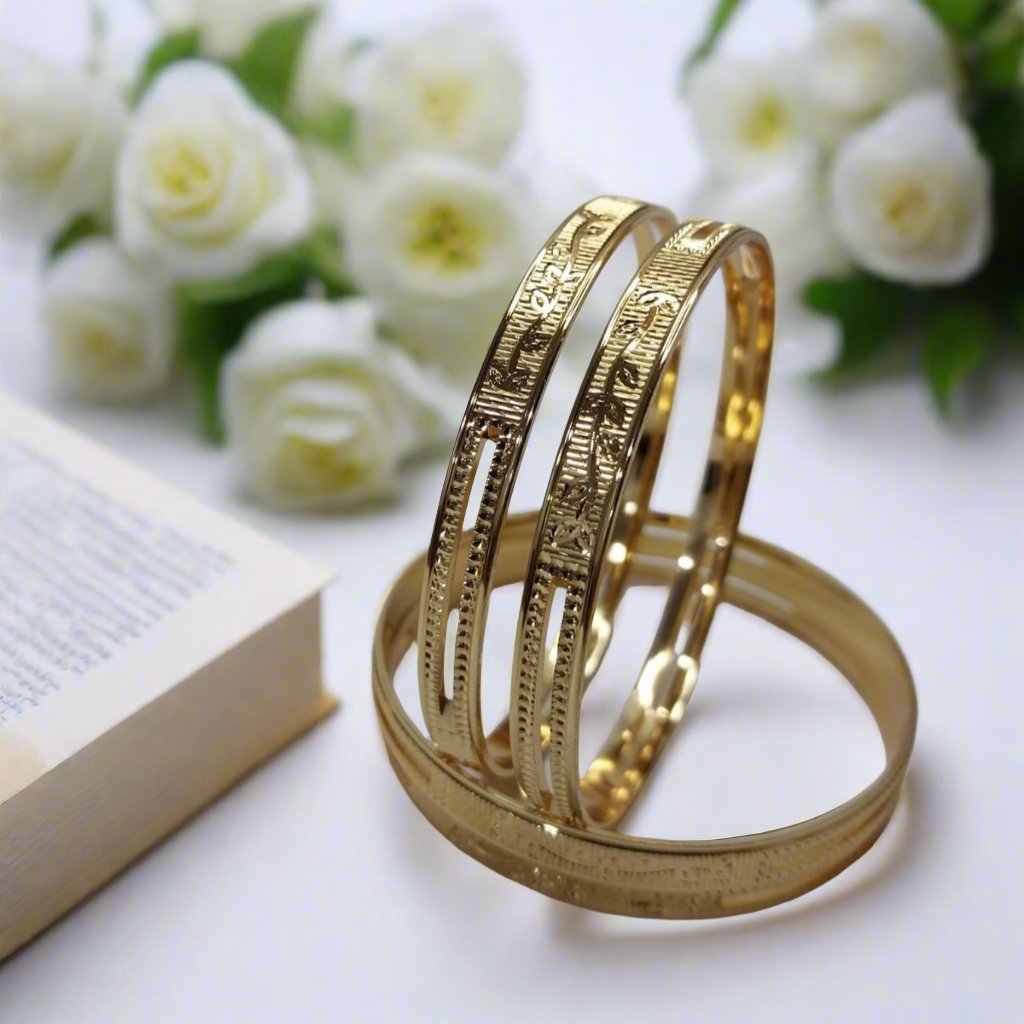 Gold Plated  Floral wine  Brass Bangles | Traditional Bangles | For Girls and Women.