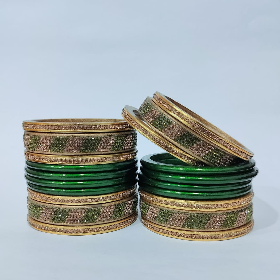 Karva Chauth Special Set Of Green Punjabi Lakh traditional Bangles Set | for women and girls