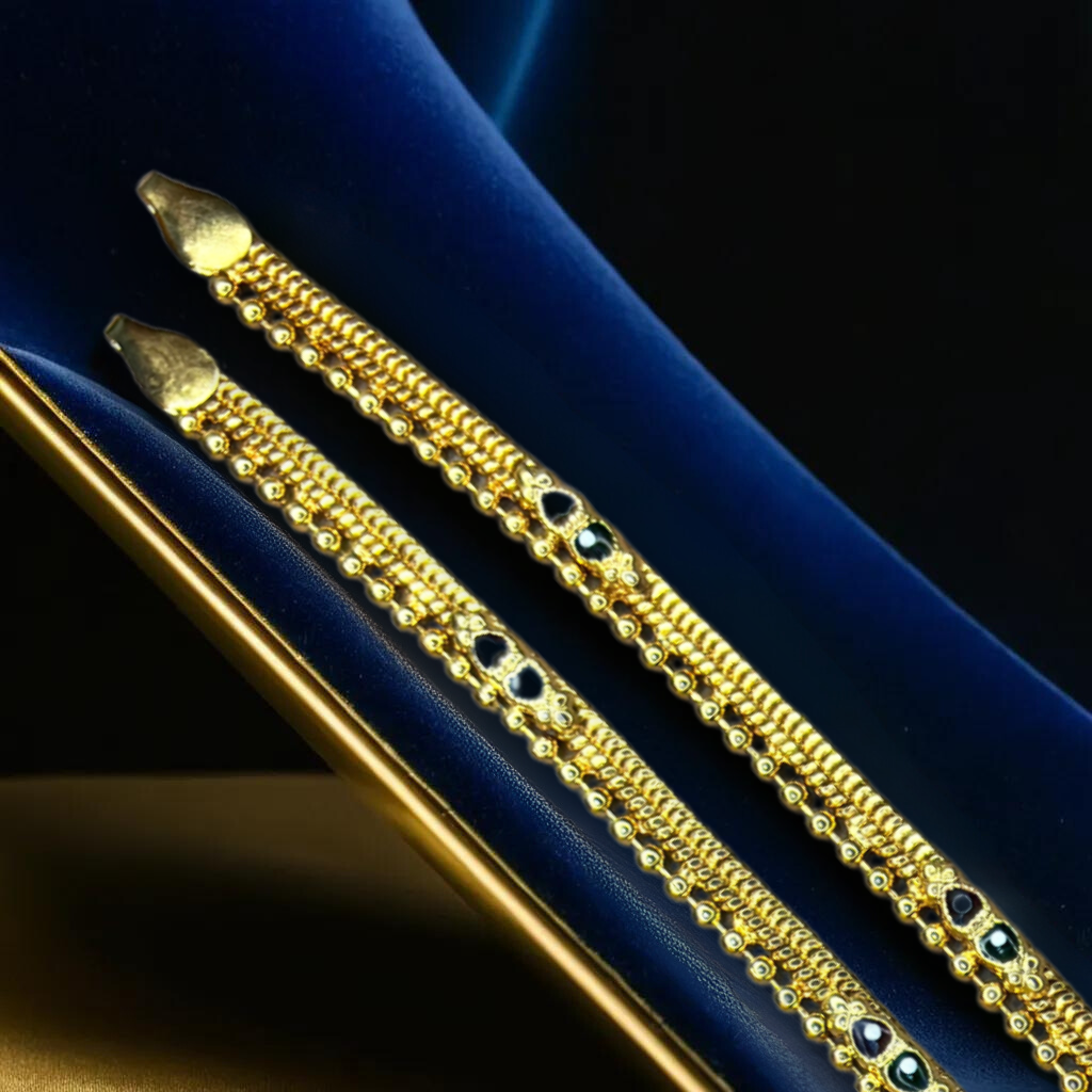 Multicolor Dual-Dot Gold-Plated Traditional Anklet | For Girls and Women