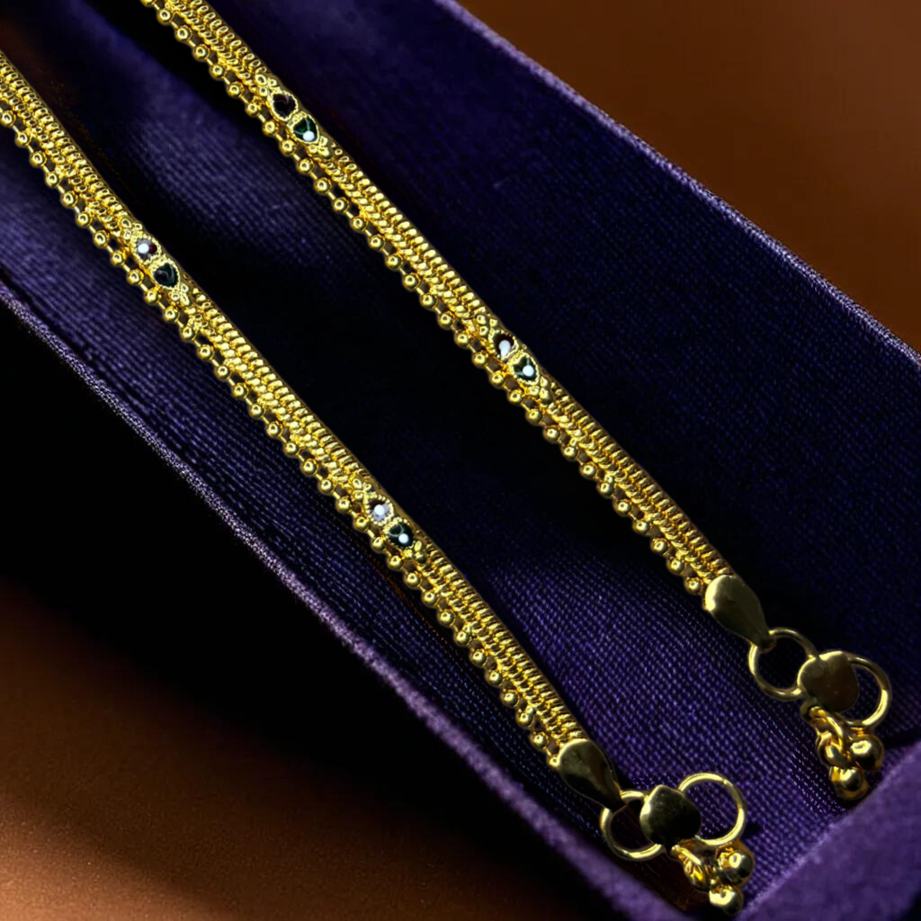Multicolor Dual-Dot Gold-Plated Traditional Anklet | For Girls and Women