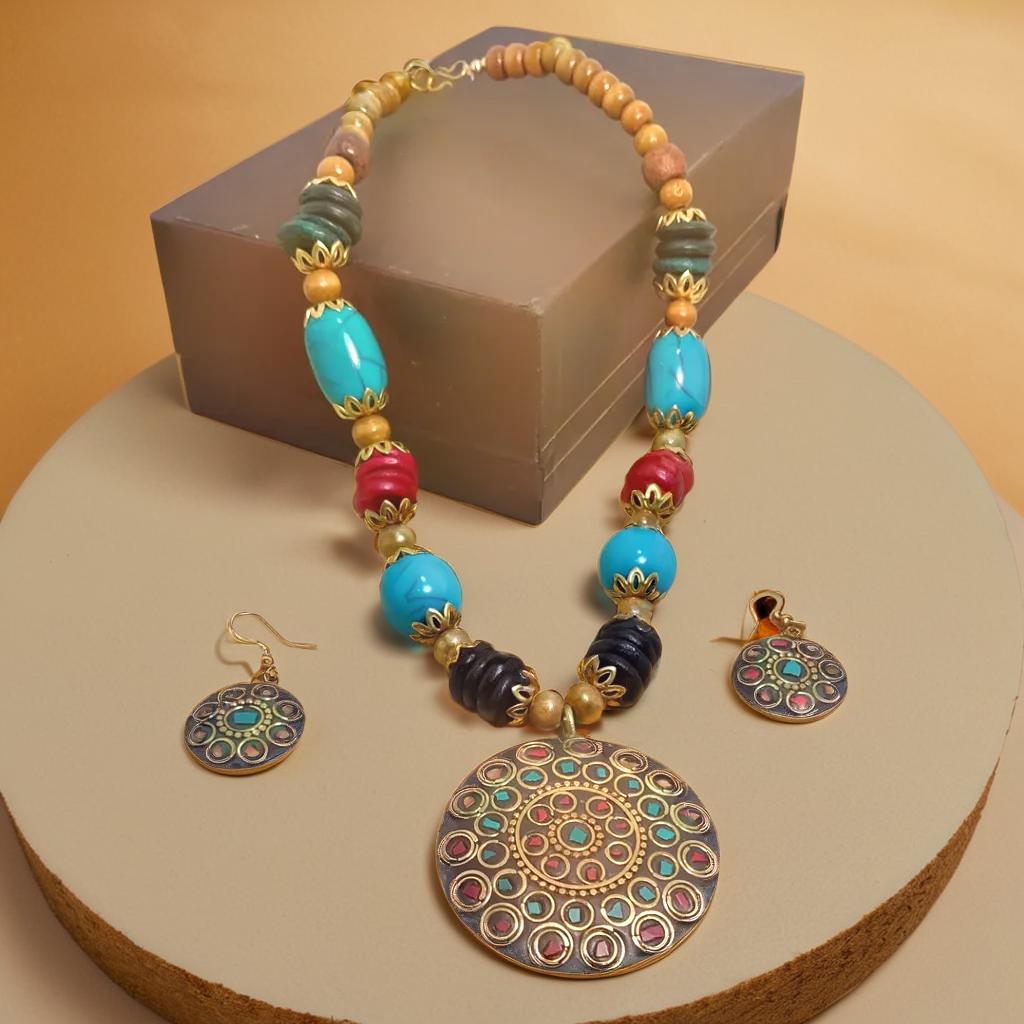 Vintage Tribal Pendant Set | For Girls and Women