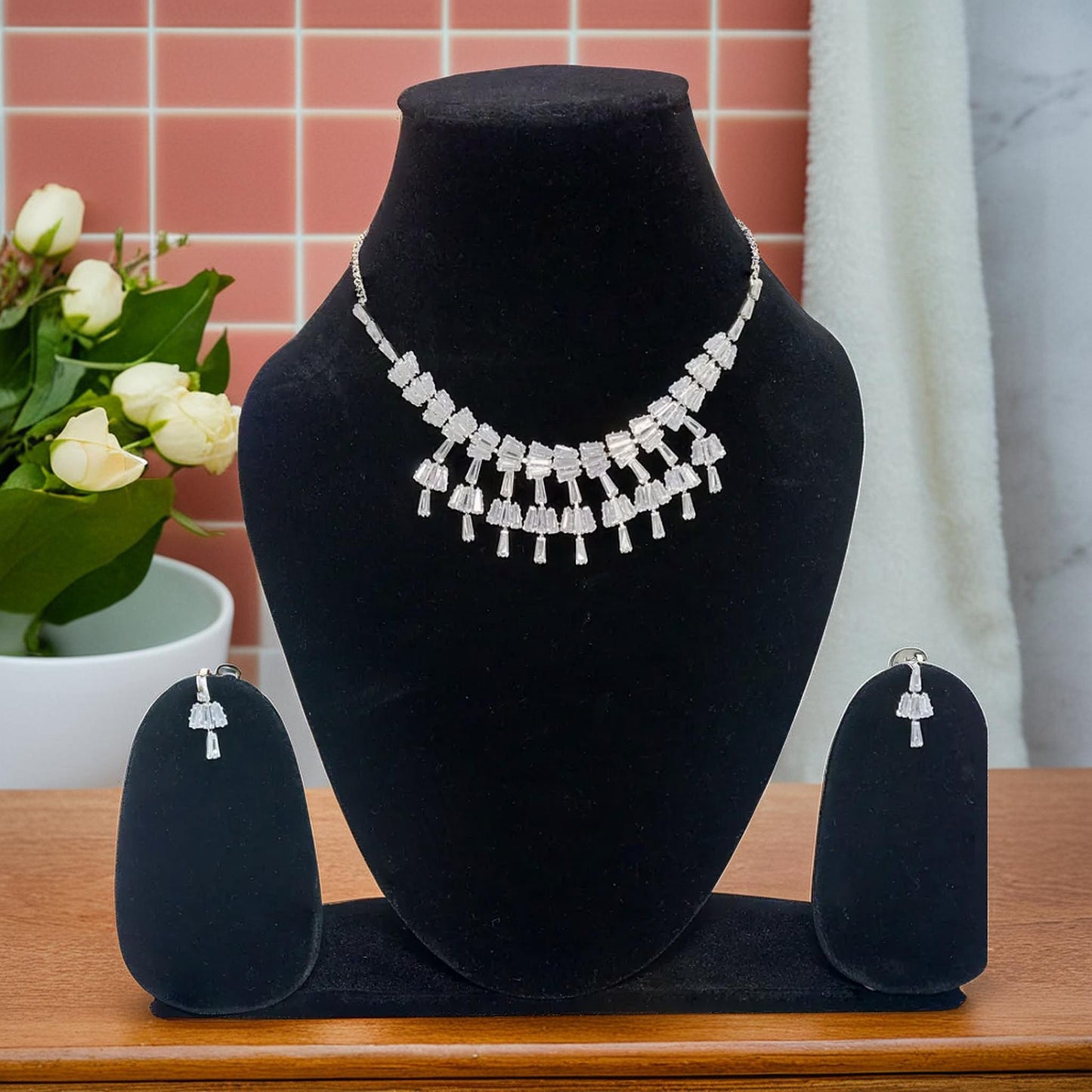 Elegant Diamond-Cut Necklace Set | For Girls and Women