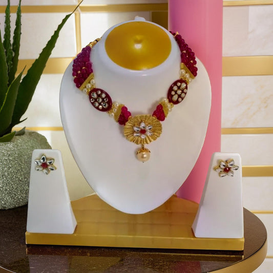 Gold platted Floral Kundan Choker | Set Traditional Jewelry | Pearl Choker/Necklace | For women and Girls.