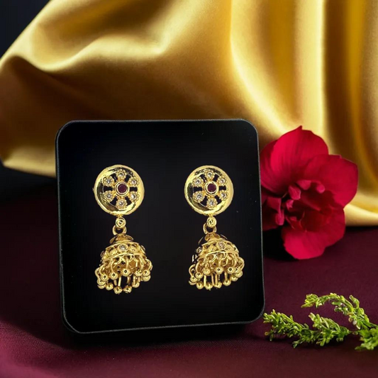 Gold-Plated Floral Small Jhumki/ Studs/Earrings | Traditional Earrings | for women and girls.