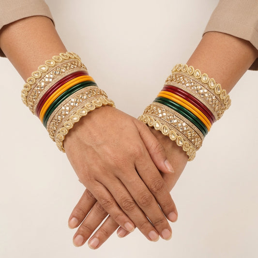 Rajasthani Rajwadi Bridal Lac Bangles Set With Beautiful Punjabi Look Design (Pack of 28 )