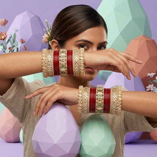 Royal Rajasthani Wedding Lac chura With Beautiful Punjabi Look Design Red Colour