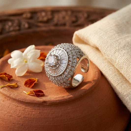 White Cubic Zirconia Rhodium Over Sterling Silver Ring