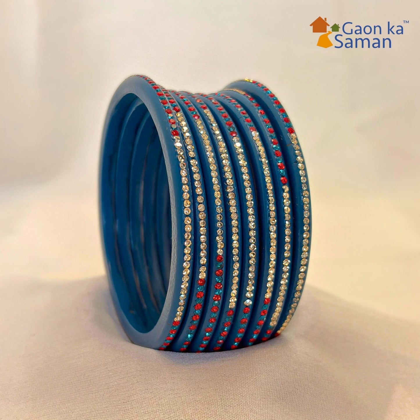 Rajasthani Lac Bangles With Beautiful Mirror And Stone Design Churi ( Pack Of 8 )