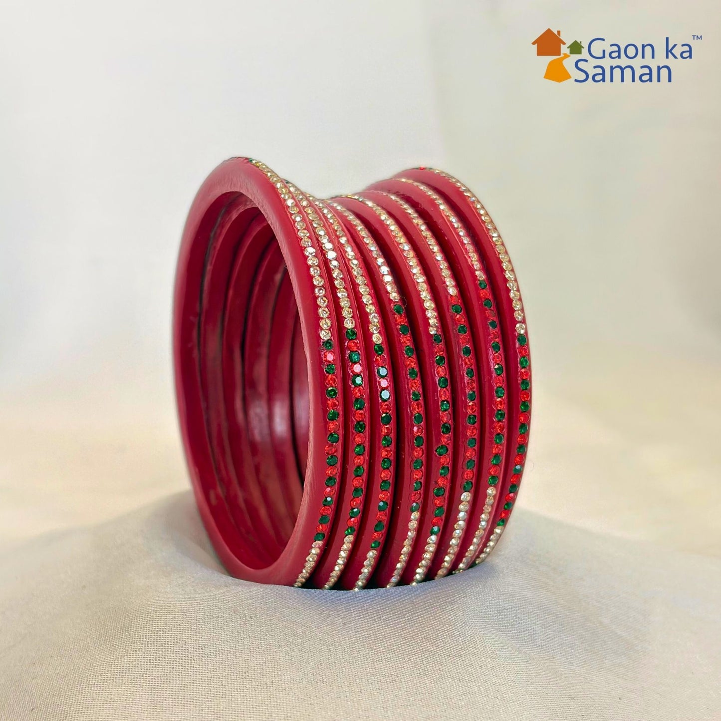 Rajasthani Lac Bangles With Beautiful Mirror And Stone Design Churi ( Pack Of 8 )