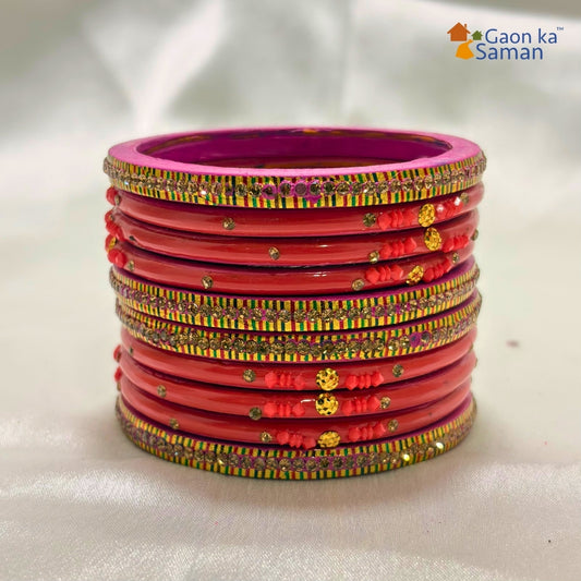 Traditional Rajasthani Design Lac Bangles Set For Girls And Woman