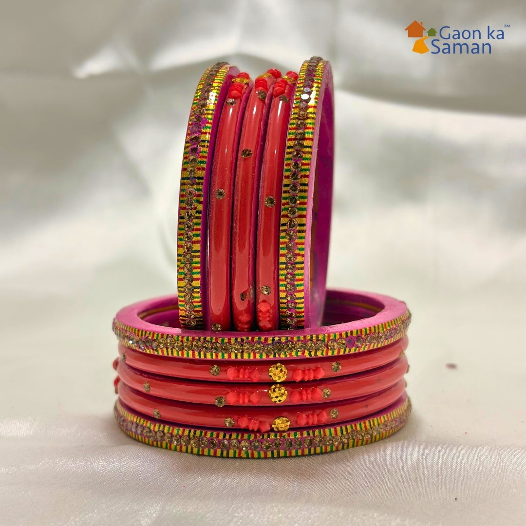 Traditional Rajasthani Design Lac Bangles Set For Girls And Woman