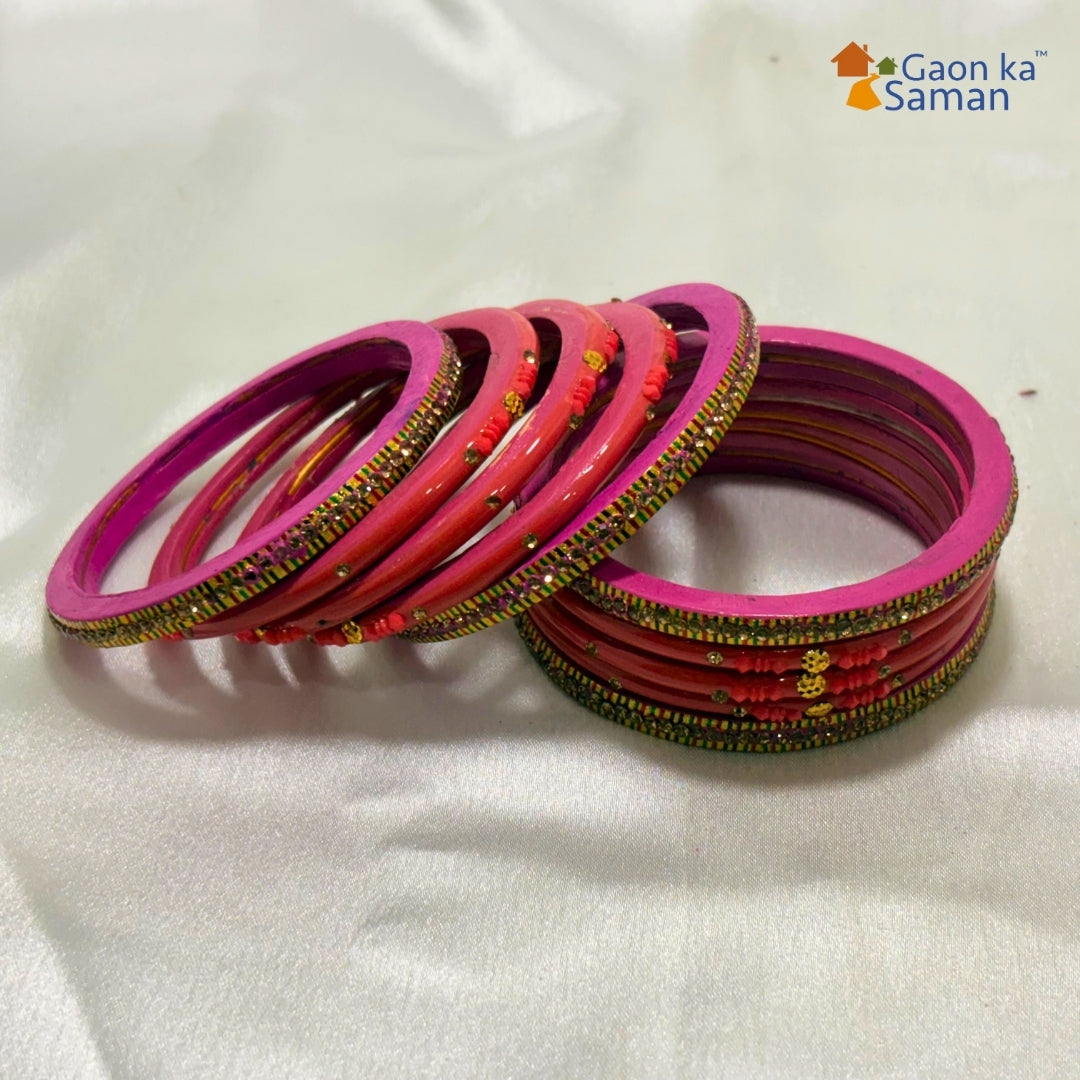 Traditional Rajasthani Design Lac Bangles Set For Girls And Woman