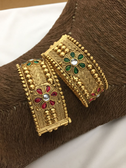 Golden Multicolor Floral Bangle Kada/Bangles Set | Traditional jewelery | Bangle/Bracelet/Kadda/Cuff | For Women and Girls.