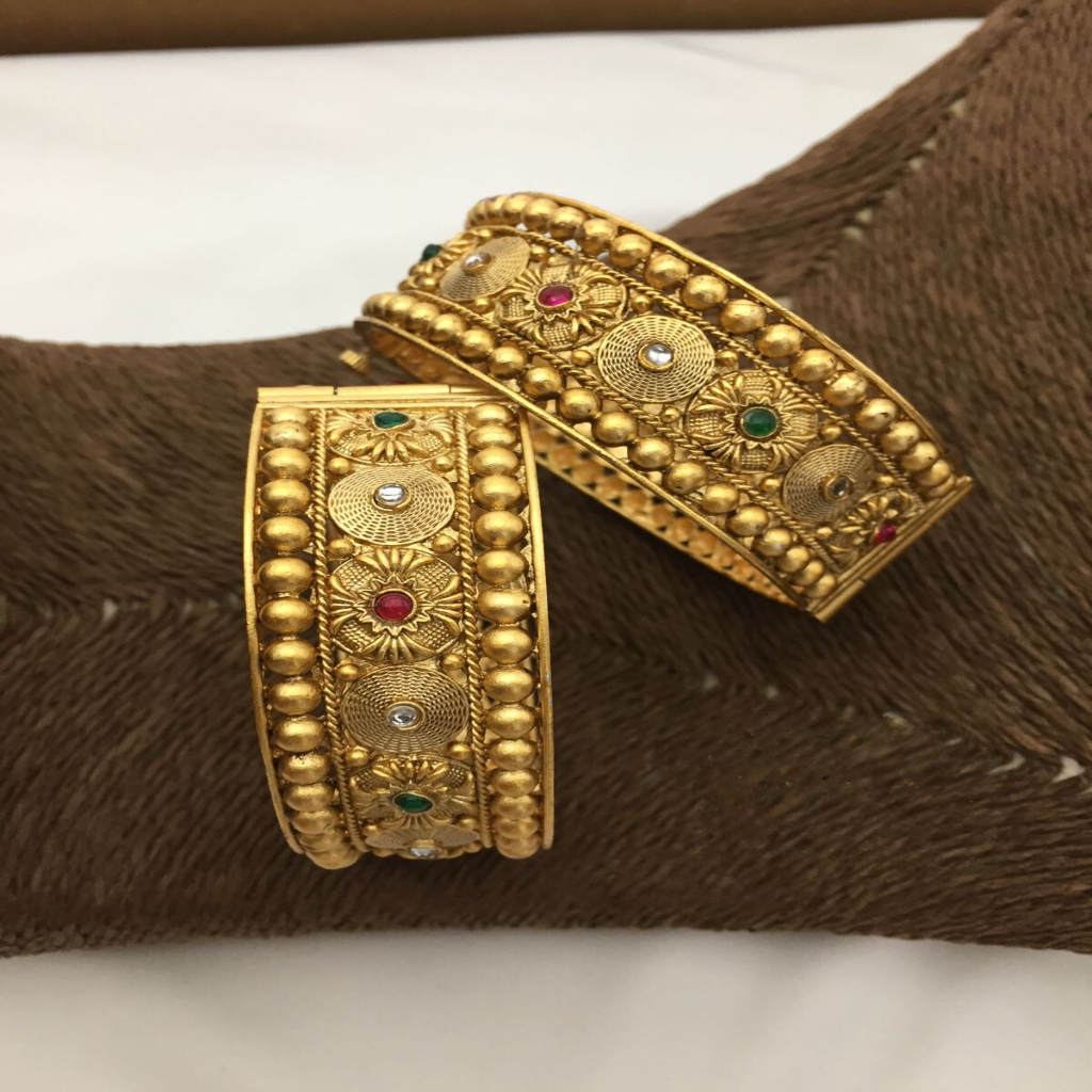 Gold-Plated Meenakari Multicolor Stone Bangles | Traditional jewelery | Bangle/Bracelet/Kadda/Cuff