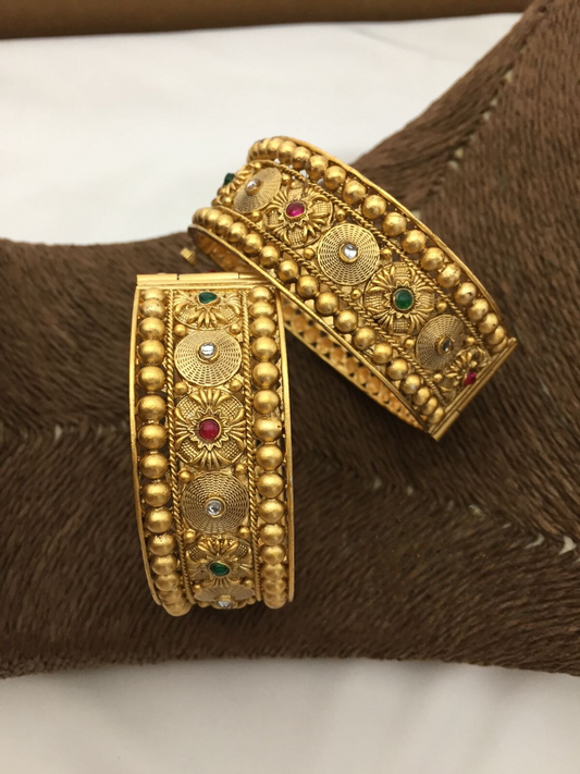 Gold-Plated Meenakari Multicolor Stone Bangles | Traditional jewelery | Bangle/Bracelet/Kadda/Cuff | For Women and Girls.