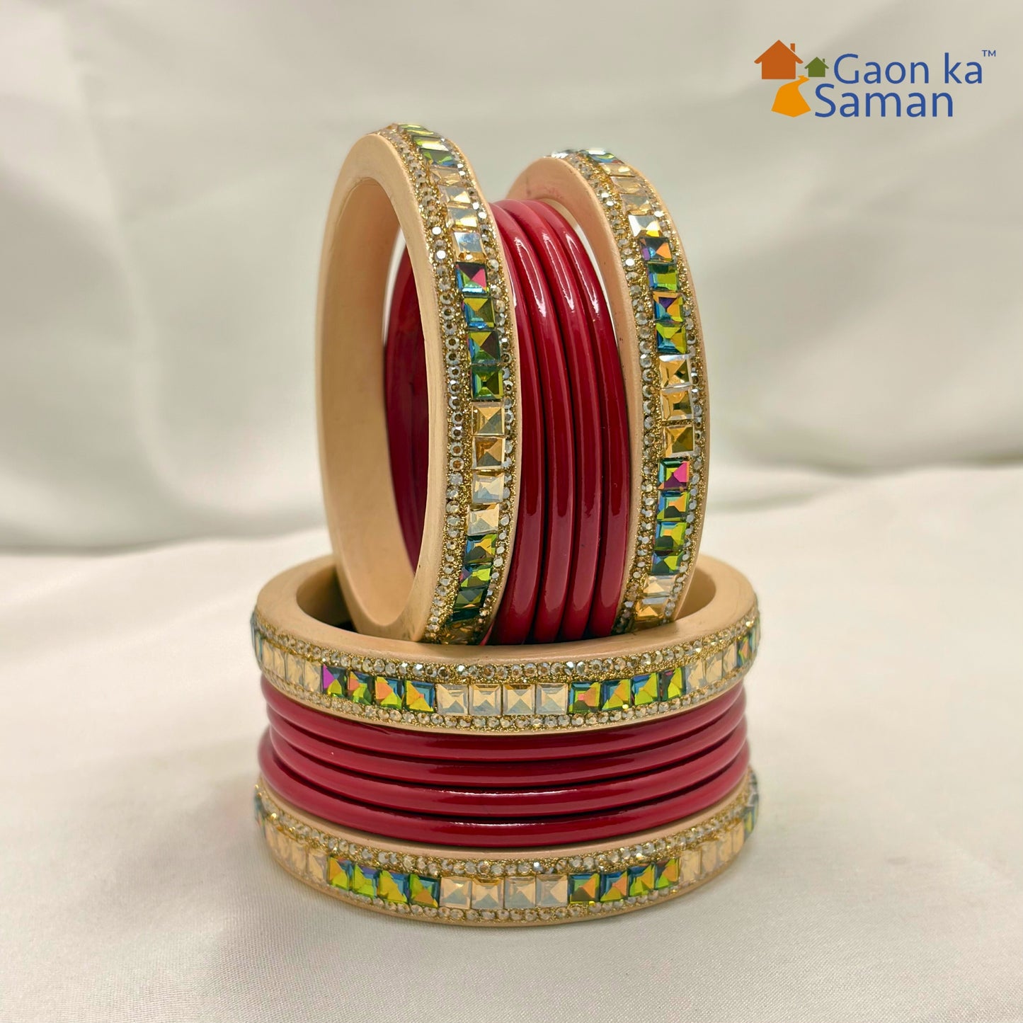 Rajasthani Lac Bangles Set in Latest Design Red Colour